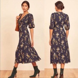 Reformation Brook Vittoria Floral Tie Neck Dress